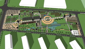 现代景观公园景观亭湖广场步行街