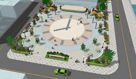 现代景观休闲时钟公园大广场模型