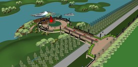 沿河湖边景观公园花园广场风光带