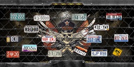 复古潮流车牌装饰画背景墙