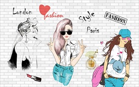 时尚美女服装背景墙装饰画