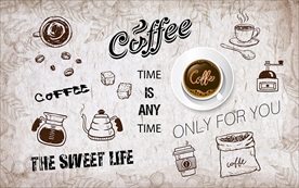手绘咖啡背景墙装饰画
