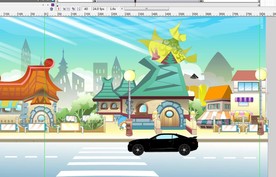 街道上的黑色豪车过斑马线