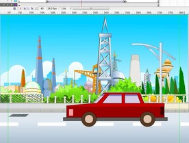 街道上的红色汽车