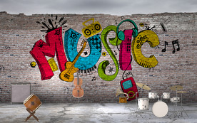 音乐涂鸦立体背景墙