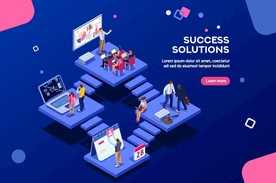 矢量商务办公成功的解决方案插画