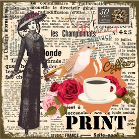 高清欧式复古咖啡海报装饰画