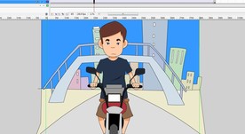 摩托车向前方开的动画7秒