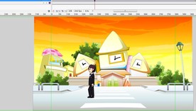 斯文西装男人在门前走过10秒