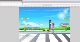 西装皮革者走路经过斑马线10秒