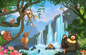 卡通动物森林童话乐园背景