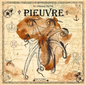 复古怀旧海底生物章鱼装饰画