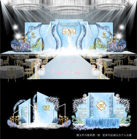 蓝色大理石主题婚礼 婚庆效果图