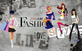 时尚美女水泥墙背景墙