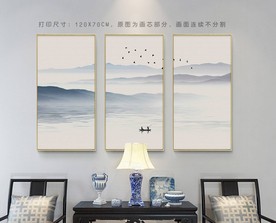 蓝色山水挂画 抽象装饰画