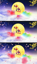 中秋团圆月唯美花瓣视频背景素材