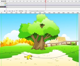 小黄鸟沿引导线上飞6秒动画