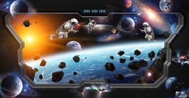 太空窗外景色天顶背景墙装饰壁画