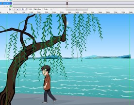 上班族在河边散步动画9秒