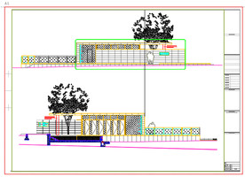 小区景观亲水廊架立面图