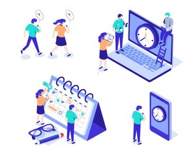 矢量时间管理日历工作计划插画