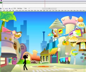 火柴人在城市路口走过10秒