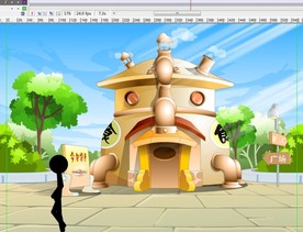 火柴人广场门口走过10秒