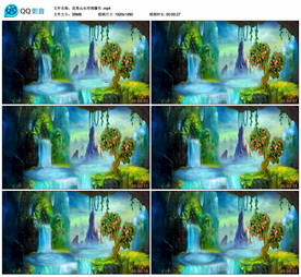 花果山水帘洞瀑布 舞台背景视频