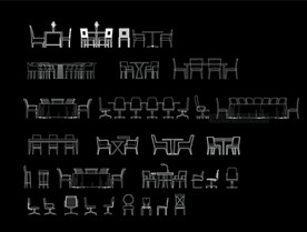 CAD立面餐桌椅图库