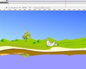 池塘边飞翔的鸭子6秒动画