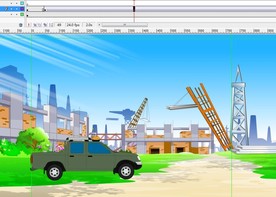 工程车辆皮卡在工地上行驶而过6