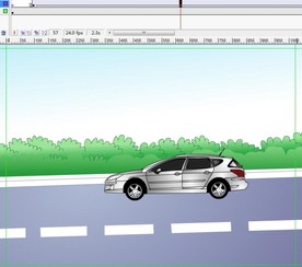 空阔的路边车辆行驶而过6秒