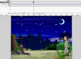 夜晚男人在丛林里走动10秒