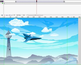 飞机在灯塔飞过的动画4秒