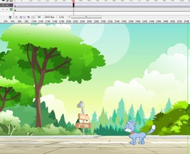 猫咪在绿化的广场行走动画10秒