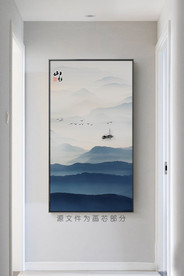 大型山水挂画 蓝色山水挂画