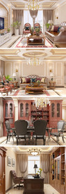 欧式奢华客餐厅书房空间
