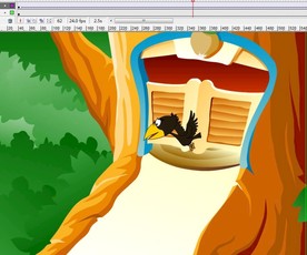 树木上飞动的乌鸦动画6秒