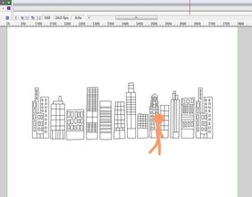 线条城市前面走过火柴人10秒