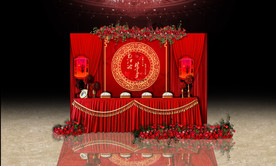 中式红色签到区