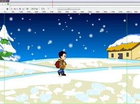 雪地上行走着的男孩子8秒