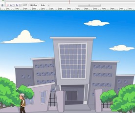 老人在医院门口走过动画12秒