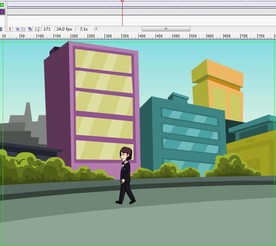 西装人物走过城市外面道路10秒
