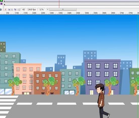 奇怪男子走路在外面城市建筑6秒