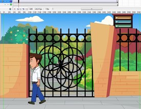 人物走路经过动物园门口11秒