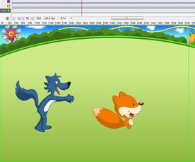 两只动物在草丛上追逐11秒