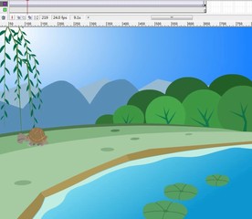 老龟在池塘边走过动画12秒