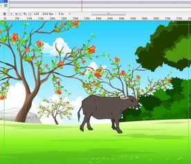 水牛在树底下走过9秒