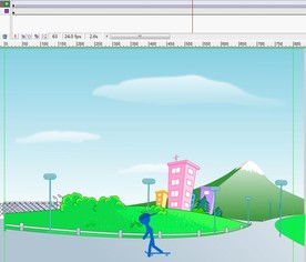 火柴人踩滑板车经过动画6秒