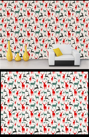 矢量彩色鹿剪影图案设计壁纸墙纸